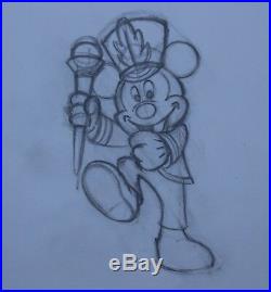 Rare Vintage Mickey Mouse Marching Band Pencil Production Art Cel Sketch Disney