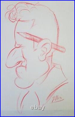 Rare caricature of Jack Kinney, Walt Ellis Disney. Undated from the Homer Brigh