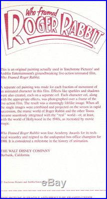Roger Rabbit Original Production Cel 1988 Walt Disney Animation Art Cel Cell