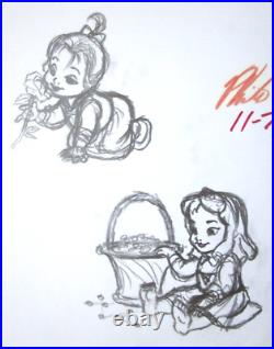 SIGNED BELLE & BRIAR ROSE BABY WALT DISNEY ORIGINAL MERCHANDISE cel DRAWING SIGNED BELLE & BRIAR ROSE BABY WALT DISNEY ORIGINAL MERCHANDISE cel DRAWING