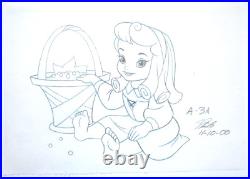 SIGNED BRIAR ROSE SLEEPING BEAUTY WALT DISNEY ORIGINAL MERCHANDISE cel DRAWING
