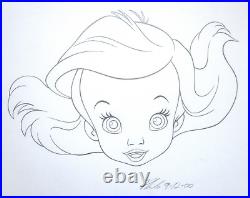 SIGNED LITTLE MERMAID ARIEL BABY WALT DISNEY ORIGINAL MERCHANDISE cel DRAWING