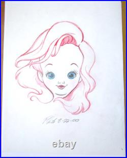 SIGNED LITTLE MERMAID ARIEL BABY WALT DISNEY ORIGINAL MERCHANDISE cel DRAWING