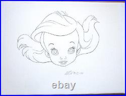 SIGNED LITTLE MERMAID ARIEL BABY WALT DISNEY ORIGINAL MERCHANDISE cel DRAWING