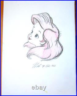 SIGNED LITTLE MERMAID ARIEL BABY WALT DISNEY ORIGINAL MERCHANDISE cel DRAWING