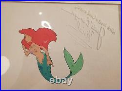 SIGNED Little Mermaid Disney production cel Ariel Flounder Seal Beckett Cert