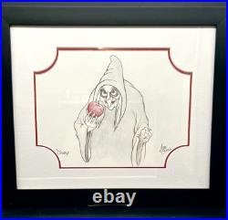 Snow White and the Seven Dwarfs Old Hag Animation Drawing Framed 18x15x2