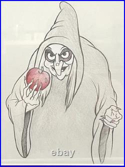 Snow White and the Seven Dwarfs Old Hag Animation Drawing Framed 18x15x2