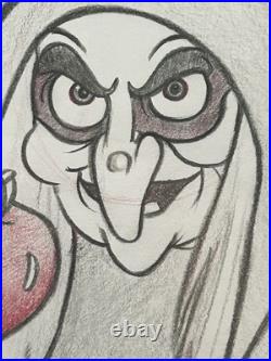 Snow White and the Seven Dwarfs Old Hag Animation Drawing Framed 18x15x2