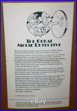 The Great Mouse Detective Original Production Cel Framed Display withCOA NICE