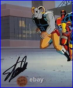 The X-Men Original Animation Production Cel Signed Stan Lee COA Deadpool Marvel