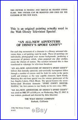 UNCLE SCROOGE MONEY BIN Original Production Animation Cel SPORT GOOFY COA Disney