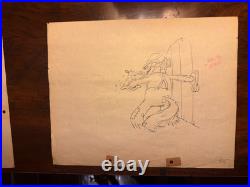 Vintage 1930s animation drawings wolf pigs attributed Disney-era