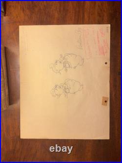 Vintage 1930s animation drawings wolf pigs attributed Disney-era