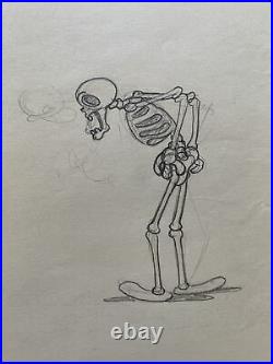 Vintage 1937 Skeleton Frolic Animation Original Drawing Skeleton Rare Authentic