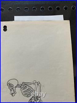 Vintage 1937 Skeleton Frolic Animation Original Drawing Skeleton Rare Authentic