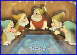 Vintage 1937 Walt Disney Courvoisier Production Cel Snow White & 7 Dwarfs Bath