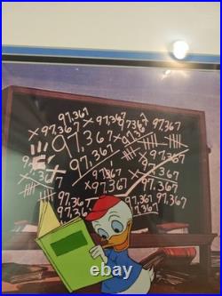Vintage 90s Disney Dewey Duck Production Cel Framed Signed By Carl Barks 20x19
