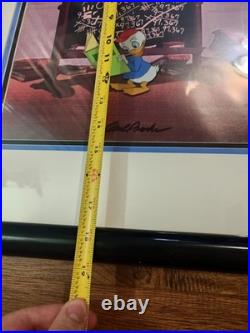 Vintage 90s Disney Dewey Duck Production Cel Framed Signed By Carl Barks 20x19