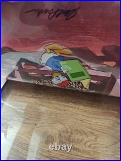Vintage 90s Disney Dewey Duck Production Cel Framed Signed By Carl Barks 20x19