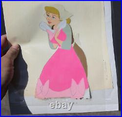 Vintage Disney Cinderella Pink Dress Hand Painted Production Animation Cel Rare