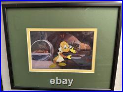 Vintage Disney Production Cel Matted, Framed with Bkgnd repro Donald Duck 1949