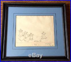 Vintage Mickey Mouse Production Drawing Cel 1930s Disney Framed