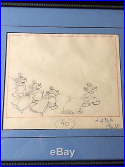 Vintage Mickey Mouse Production Drawing Cel 1930s Disney Framed