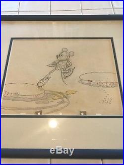 Vintage Mickey Mouse Production Drawing Cel 1935 Disney show'On Ice