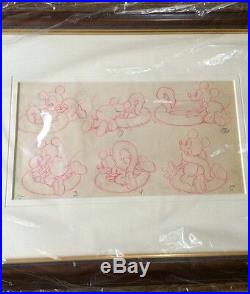 Vintage Mickey Mouse Story Board Production Drawing Cel 1930s Disney Framed