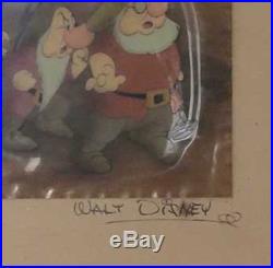 Vintage Old 1937 Original Production Cel 7 Dwarfs Signed by Walt Disney RARE
