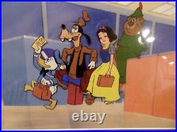 WALT DISNEY 1980s Snow White/Goofy + EASTERN AIRLINES PODUCTION CEL/COA