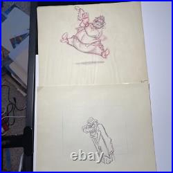 WALT DISNEY Animation Cel 1940's GOOFY PEG LEG PETE Production Art Cartoons MT