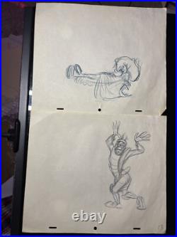 WALT DISNEY Animation Cel draw 1940's GOOFEY LOT Production Art Cartoon MT