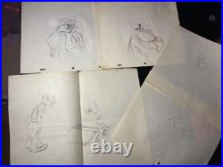 WALT DISNEY Animation Cel draw 1940's GOOFEY LOT Production Art Cartoon MT