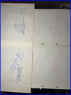 WALT DISNEY Animation Cel draw 1940's GOOFY LOT Production Art Cartoon MT