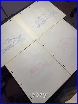 WALT DISNEY Animation Cel draw 1940's GOOFY LOT Production Art Cartoon MT