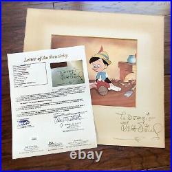WALT DISNEY JSA LOA Phil Sears Pinocchio Signed Production Cel Autograph