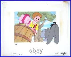 WINNIE THE POOH EEYORE WALT DISNEY 1970s ORIGINAL PRODUCTION CEL and BACKGROUND