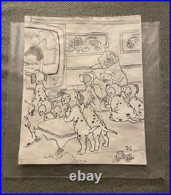 Walt Disney 101 Dalmatians Animation Pre Production Drawing 1960