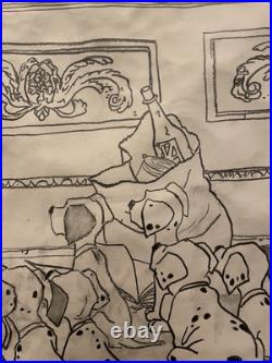 Walt Disney 101 Dalmatians Animation Pre Production Drawing 1960