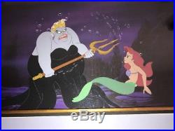 Walt Disney 1989 Little Mermaid Production Cel Ariel and Ursula With COA