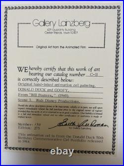 Walt Disney ANIMATION CEL DONALD DUCK 50TH BIRTHDAY GOOFY BILL POSTERS 130/275