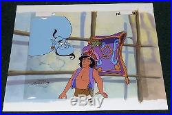 Walt Disney Aladdin Tv Series 1994 Original Production Cel Genie Magic Carpet