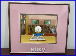 Walt Disney Dewey Duck Ducktales Hand Painted Animation Cel Books withBackground