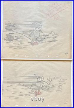 Walt Disney Donald Duck Original Production Drawings #49 #51 Animation Pair