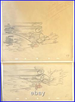 Walt Disney Donald Duck Original Production Drawings #49 #51 Animation Pair