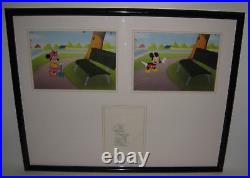 Walt Disney Mickey & Minnie Mouse Original Production Animation Cel & Sketch