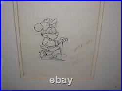 Walt Disney Mickey & Minnie Mouse Original Production Animation Cel & Sketch
