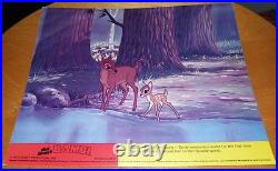Walt Disney No Hunting 1955 Orig Key Production Setup Cel + Bambi Lobby Card